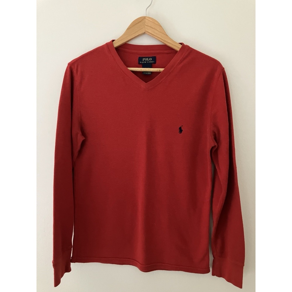 Polo Ralph Lauren Waffle Knit Thermal In Red Men's Size Medium Comfort Luxury